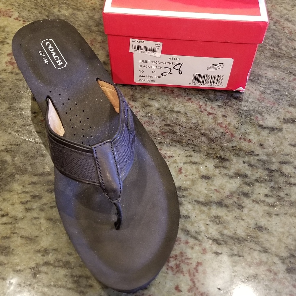Coach Juliet Platform Flip Flop Black Size 10